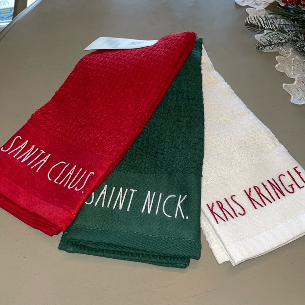 Rae Dunn Santa Claus Saint Nick Kris Kringle Kitchen Towels